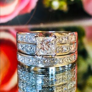 *SOLD Princess cut diamond engagement set 3.17cttw